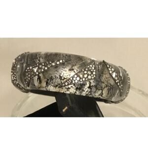 ALEXIS BITTAR Clear Lucite Black Splatter Origami Crystal Inlay Bracelet RARE